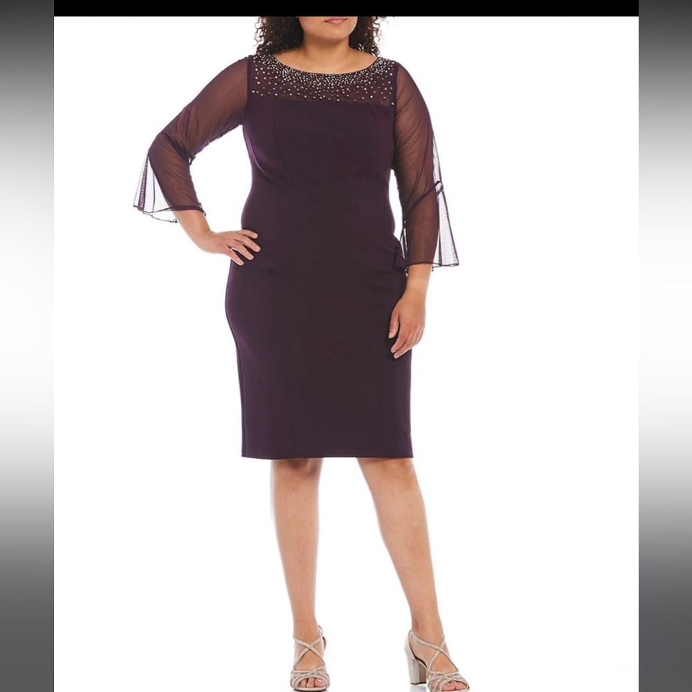 NWT Embellished Cocktail Dress ALEX EVENINGS Plus 22W